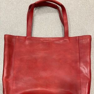Noonday Collection Red Mulberry Leather Tote Bag